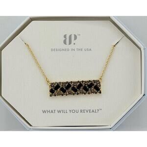 Bomb Party Bar Necklace “Come Home To Me” RBP8951 Black Onyx on Yellow Gold